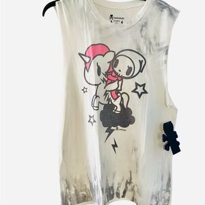 Tokidoki White Graphic Unicorno and Adios Muscle Tee